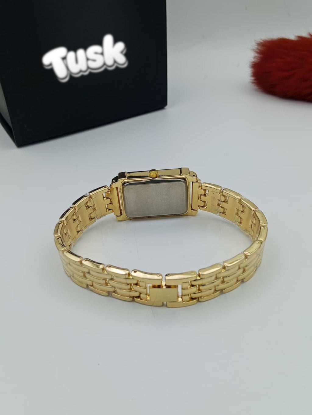 CR Premium Rectangular Dial Women’s Watch - Gold