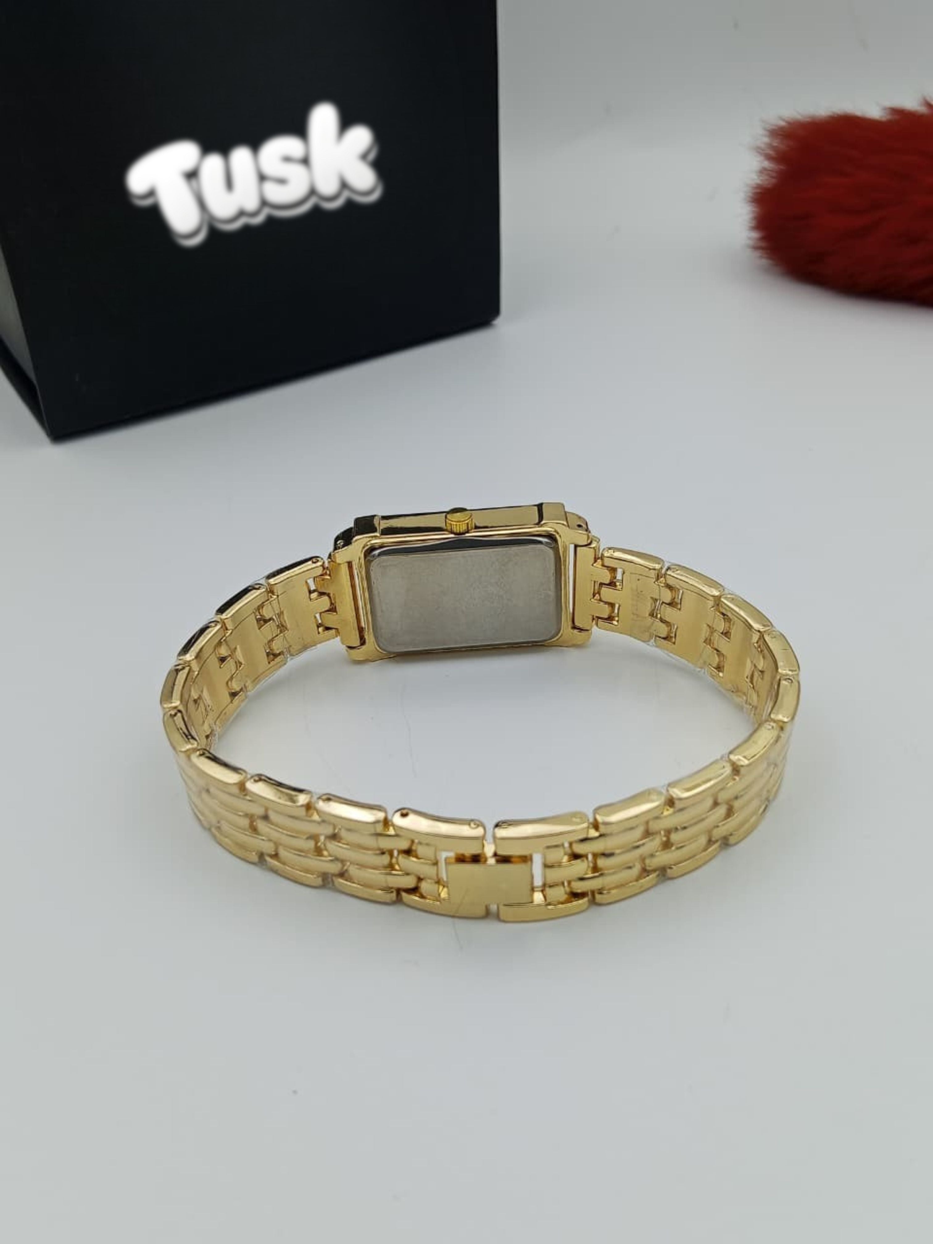 Cartier Premium Rectangular Dial Women’s Watch - Gold