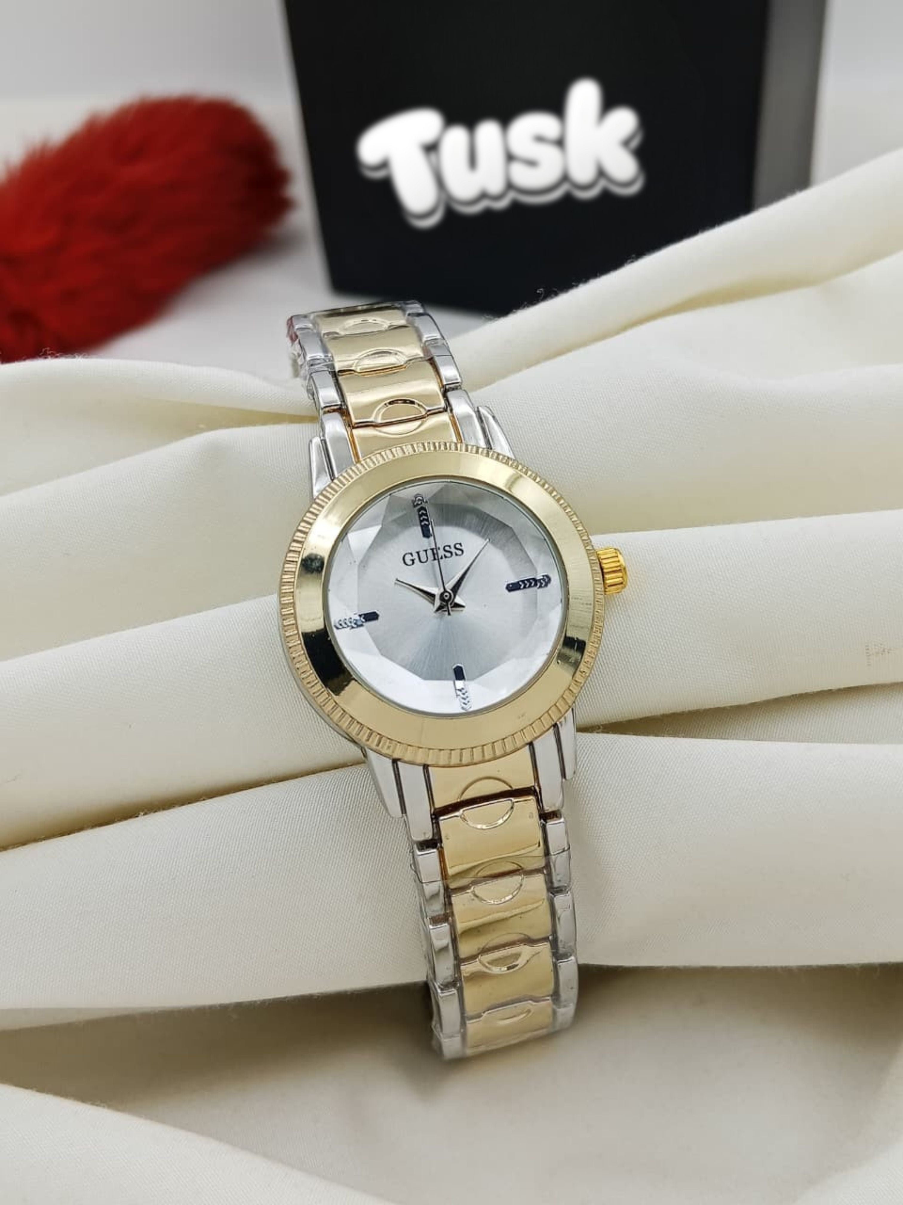 Guess Elegant Round Dial Ladies Wristwatch - Two Tone