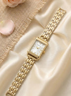 CR Premium Rectangular Dial Women’s Watch - Golden White