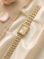 CR Premium Rectangular Dial Women’s Watch - Gold