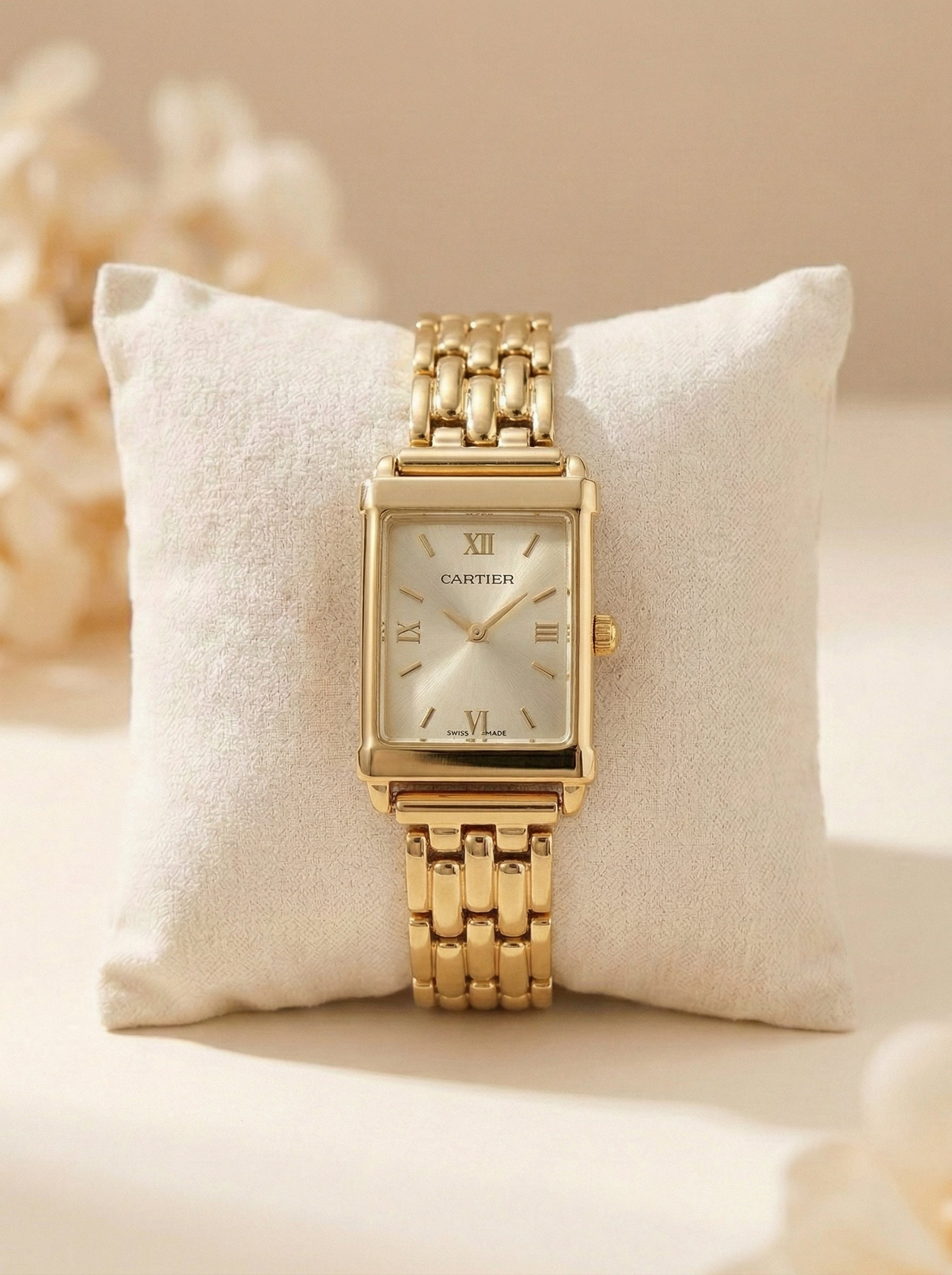 CR Premium Rectangular Dial Women’s Watch - Gold