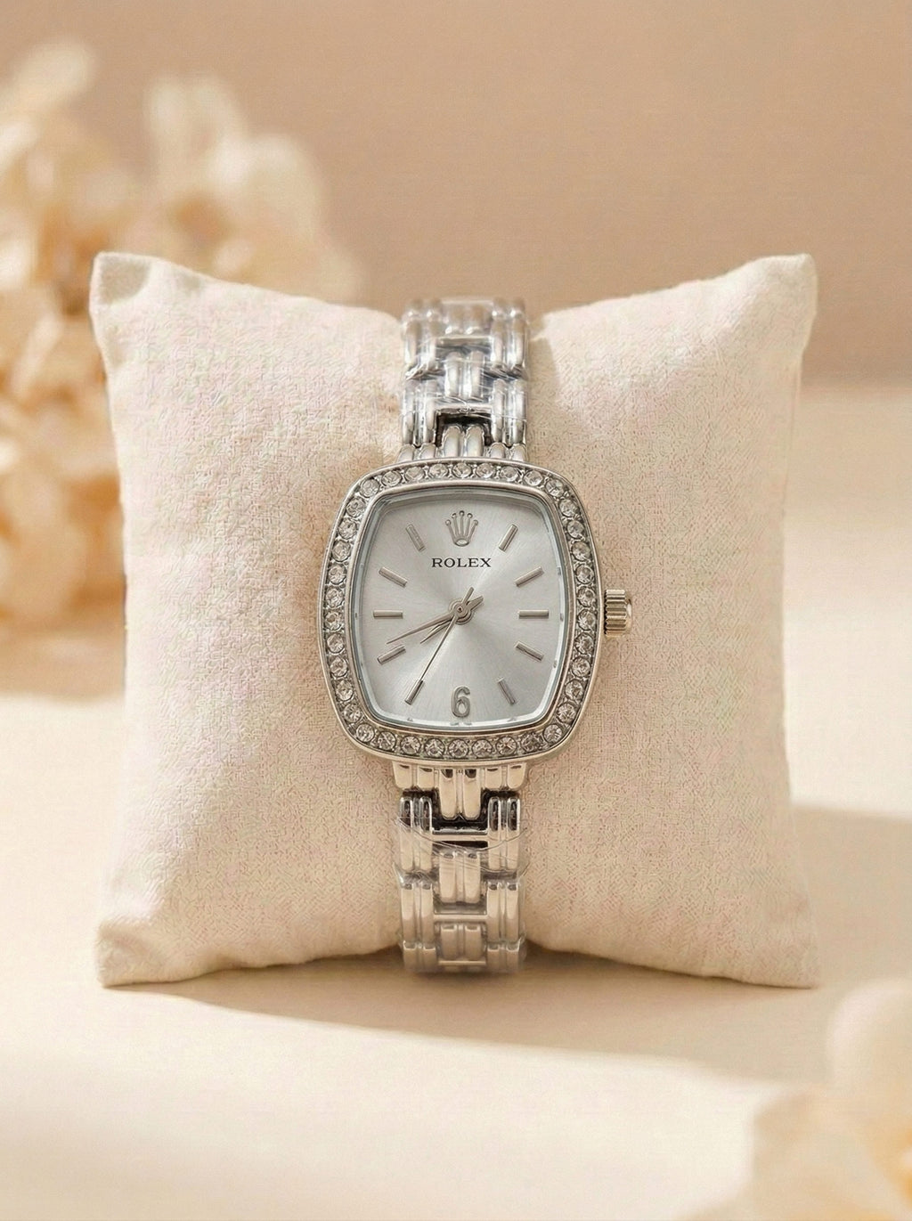 RLX Cellini Diamond Studs Ladies Watch - Full Silver