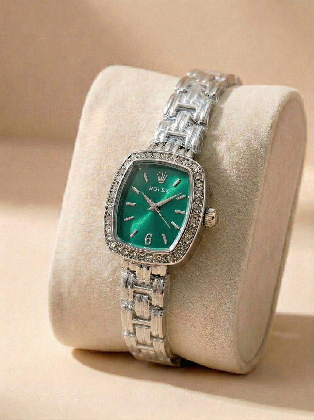 RLX Cellini Diamond Studs Ladies Watch - Silver Green