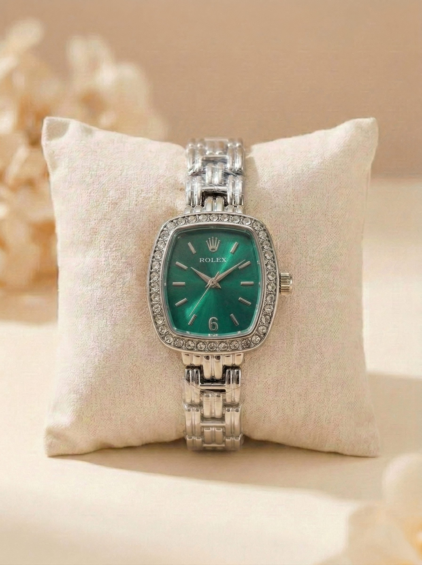 RLX Cellini Diamond Studs Ladies Watch - Silver Green