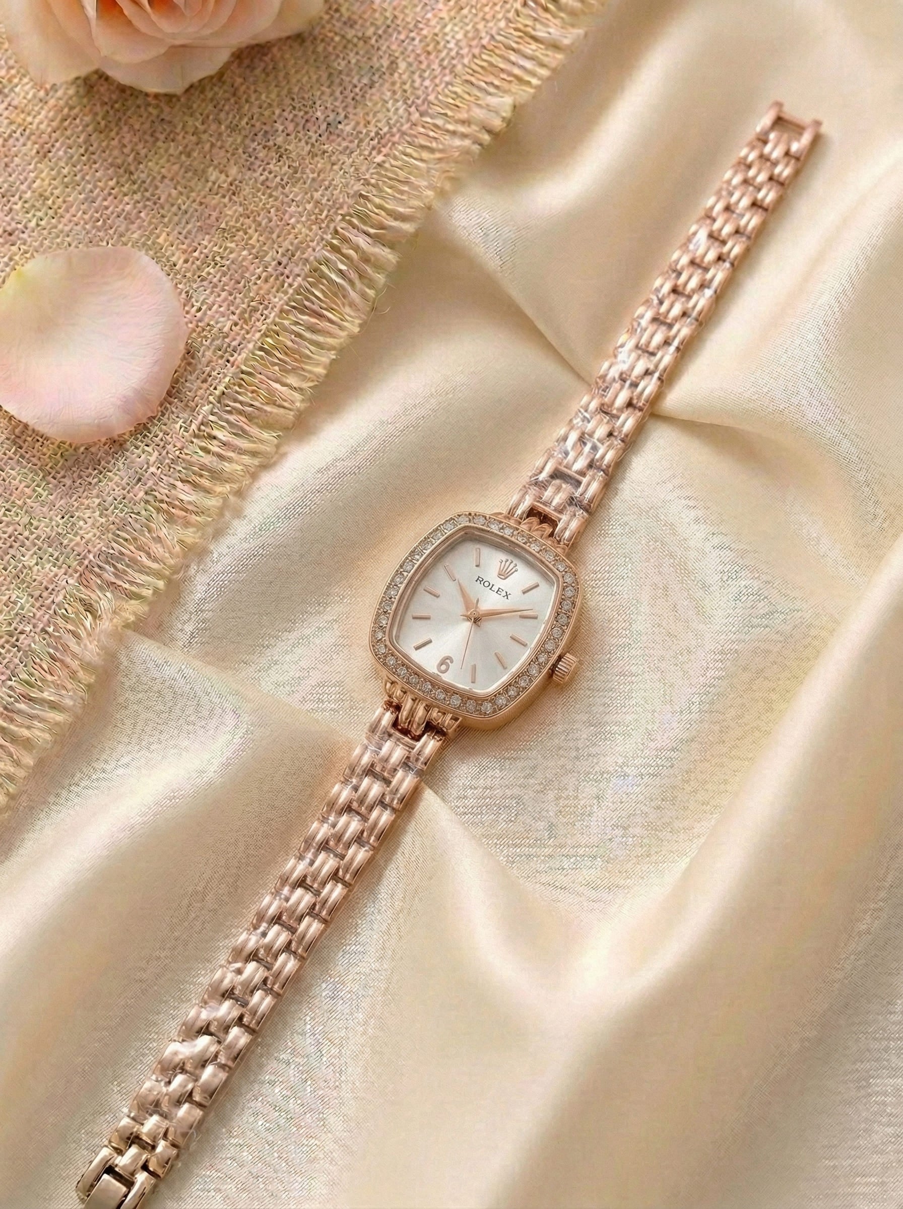 RLX Cellini Diamond Studs Ladies Watch - Rose Gold Silver