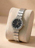 Dior Luxury Ladies' Chain Watch – Stone Encrusted - Silver Black