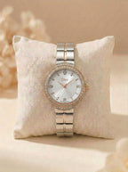 Dior Luxury Ladies' Chain Watch – Stone Encrusted - Rose Gold Silver