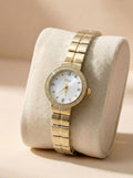 Dior Luxury Ladies' Chain Watch – Stone Encrusted - Golden Silver