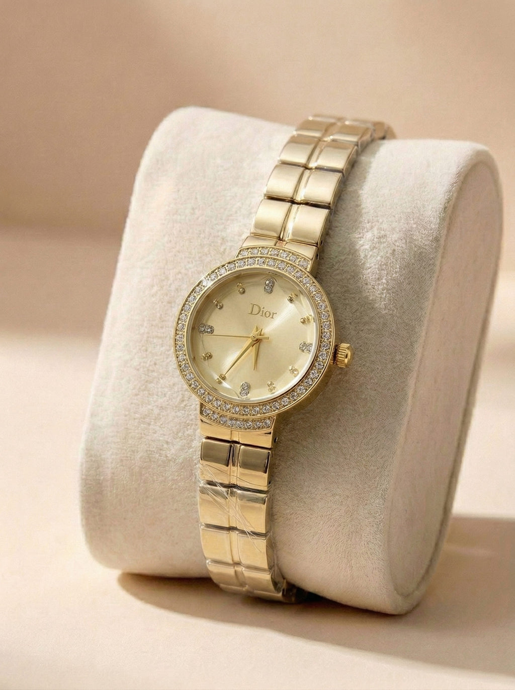 Dior Luxury Ladies' Chain Watch – Stone Encrusted - Full Gold