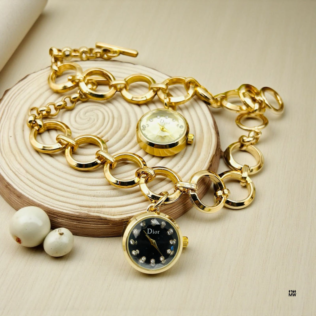 Dior Round Watch Bracelet - Golden Chain