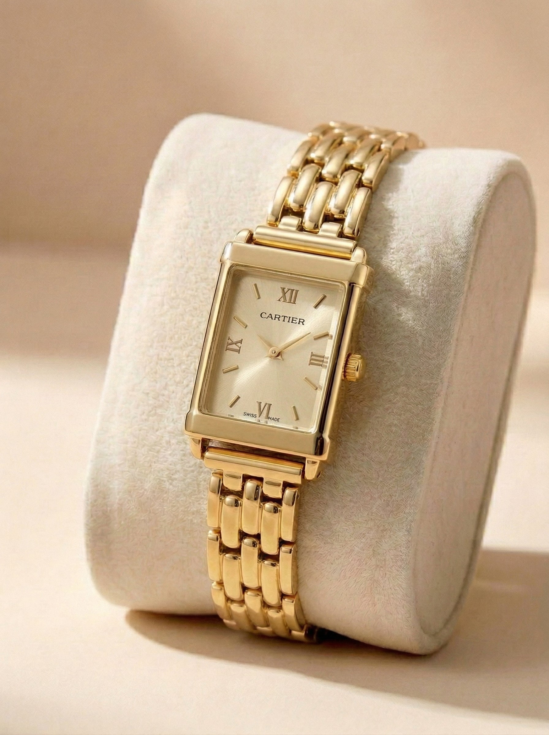 CR Premium Rectangular Dial Women’s Watch - Gold
